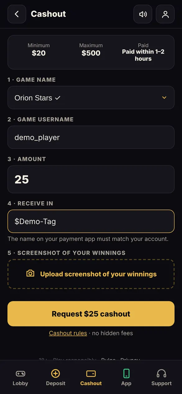 Enter your game and username